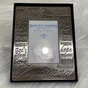 H.J. Sherman Co. Silver Baptism Christening God Parents Picture Frame